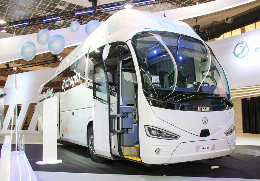 The Irizar i6 Efficient Hydrogen, presented at Busworld in Brussels in 2023, is one of the first H2 coach models.
