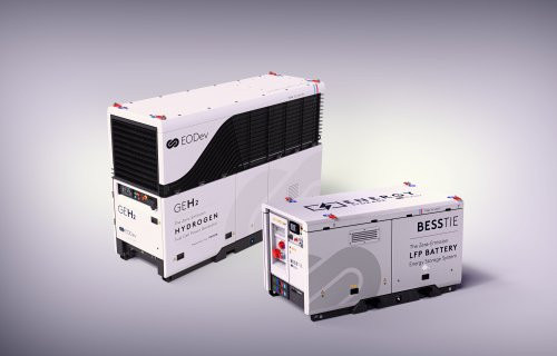 Hydrogen fuel cell generator GEH2 and new battery storage system BESSTIE 120 by EODev - © EODev