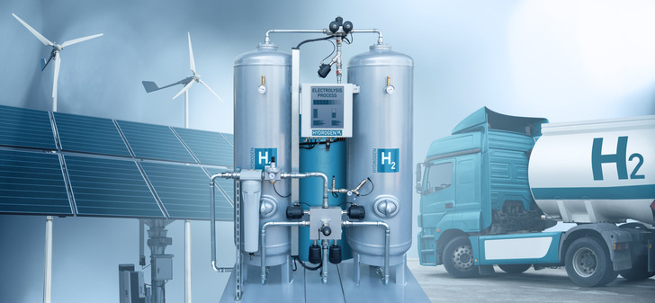Green hydrogen production (symbolic image)