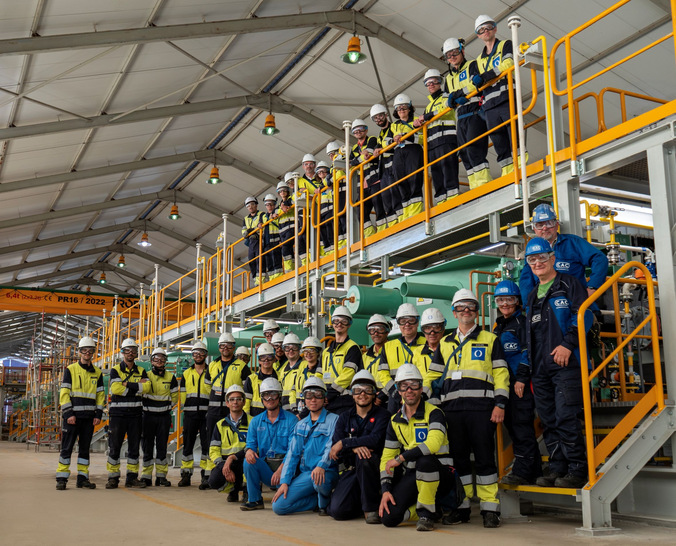 Japanese-European project team from Asahi Kasei, CAC and Bondalti, which installed and commissioned Bondalti’s test electrolyser.