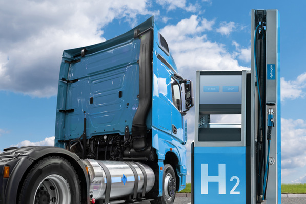Visualisation of hydrogen truck (symbolic image)