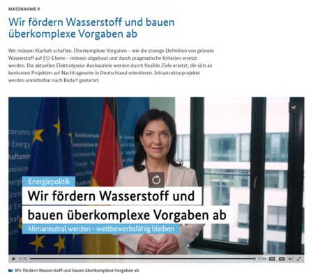 Screenshot from Katherina Reiche’s video presentation of her hydrogen plans.