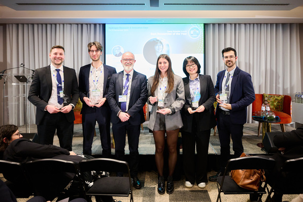 Hydrogen Europe Research President Luigi Crema and the Young Scientist Award winners in Brussels.