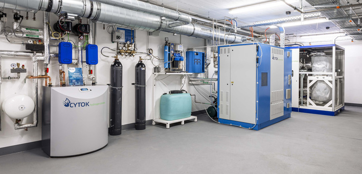 Cytok's reference plant at the holiday and leisure area Bernsteinsee (Lower Saxony) with electrolyzer and methanation.