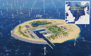 Artificial island for hydrogen production and distribution