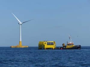 Test facility: a floating wind turbine and research platform, © Lhyfe